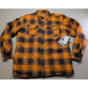 NWT Casual Country Quilt Lined Orange Flannel Button Up Shirt  MEN’S SZ M